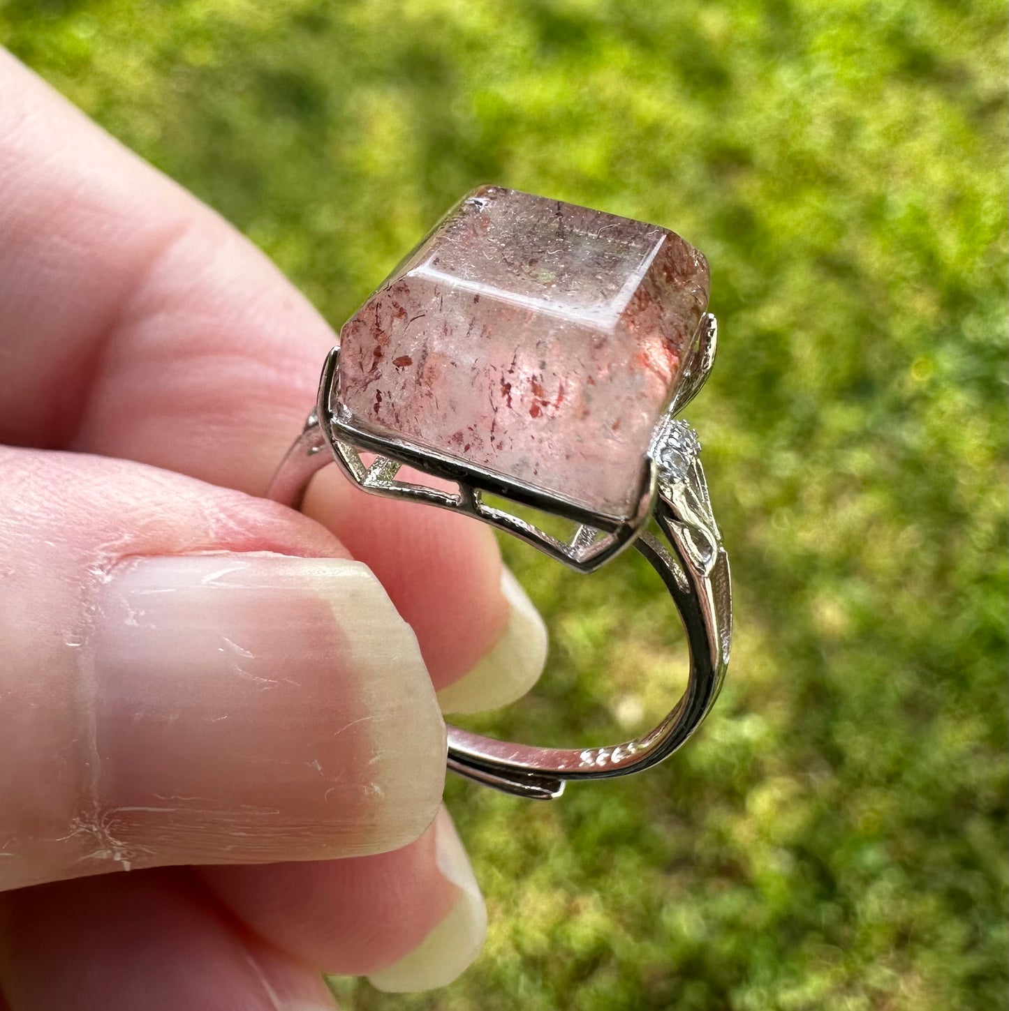 Sterling 925 Super 7 Strawberry Quartz Ring #57