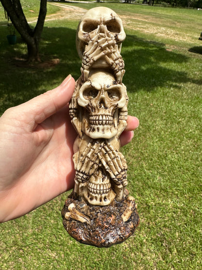 See, Hear and Speak No Evil Skull Statue