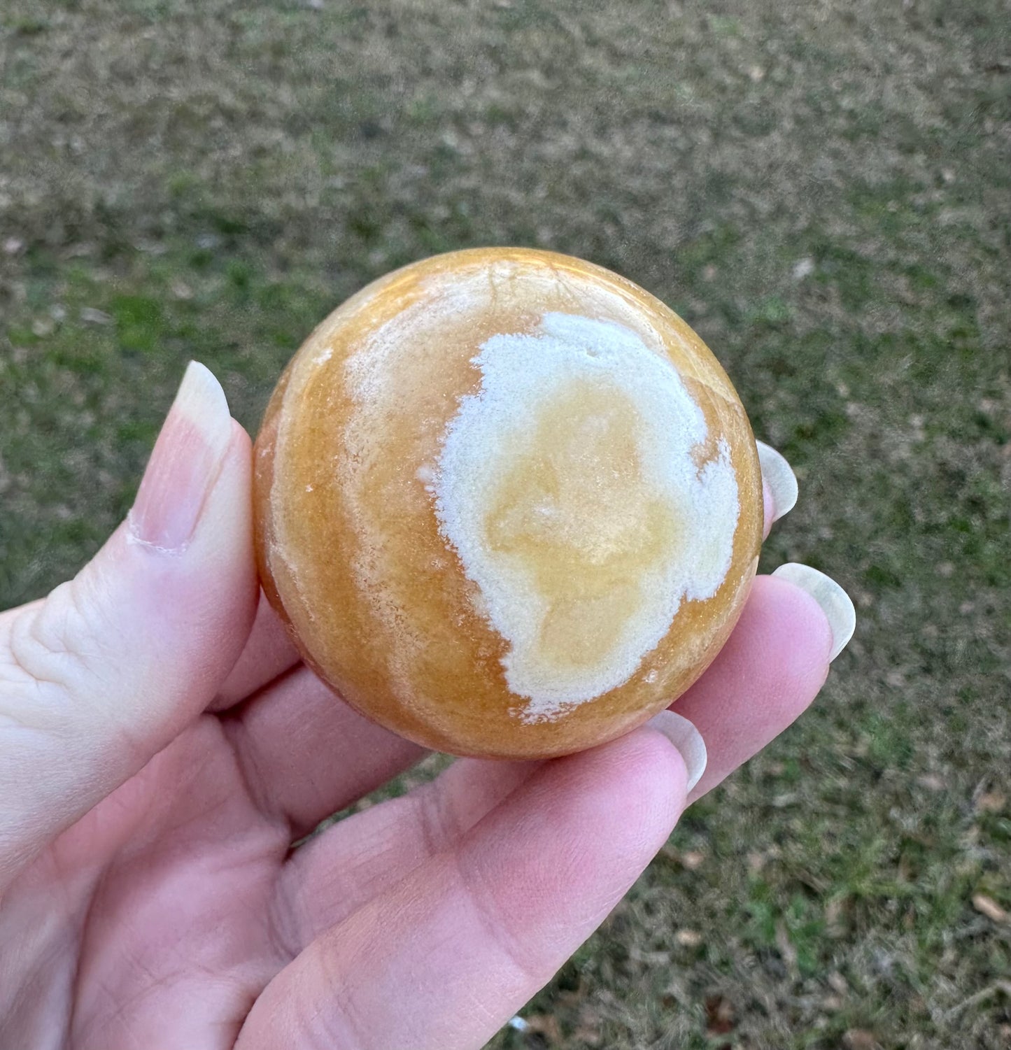 Yellow Calcite Stripe Sphere #5