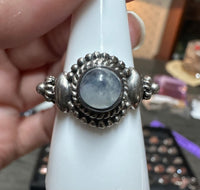 Sterling Silver Handcrafted Rainbow Moonstone (Natural) Ring Sz7-8 #8