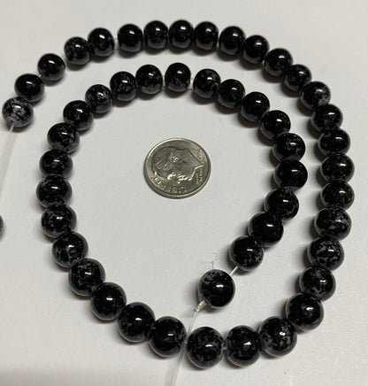 Black Crackle Glass Bead Strand