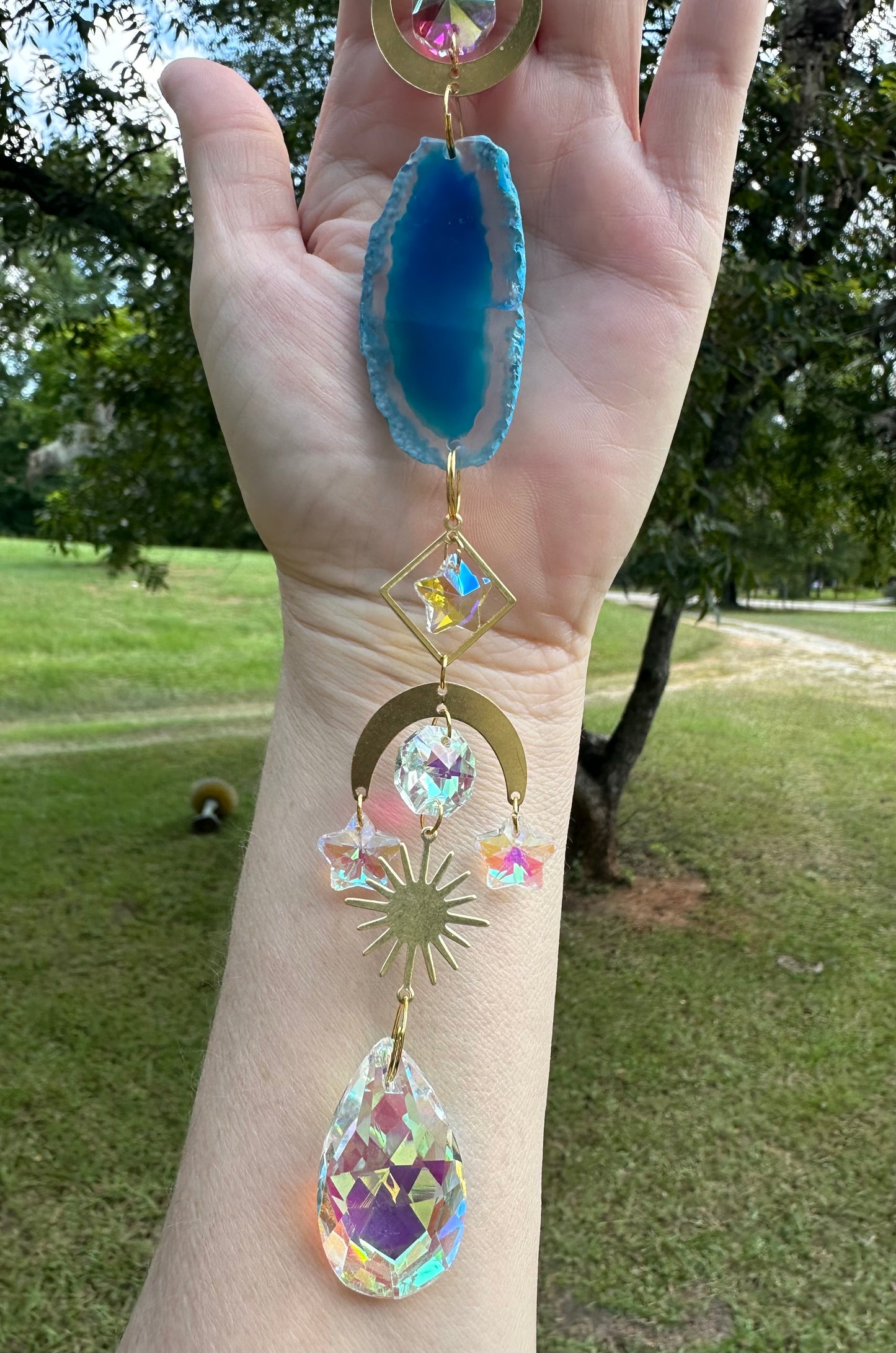 Blue Agate Slice Sun Catcher