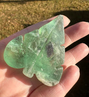 Green Fluorite Carved Leaf