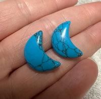 Blue Howlite Imitation Moon Pair