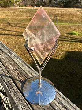 Rhombus Shaped Fluorite Carving with Stand #9