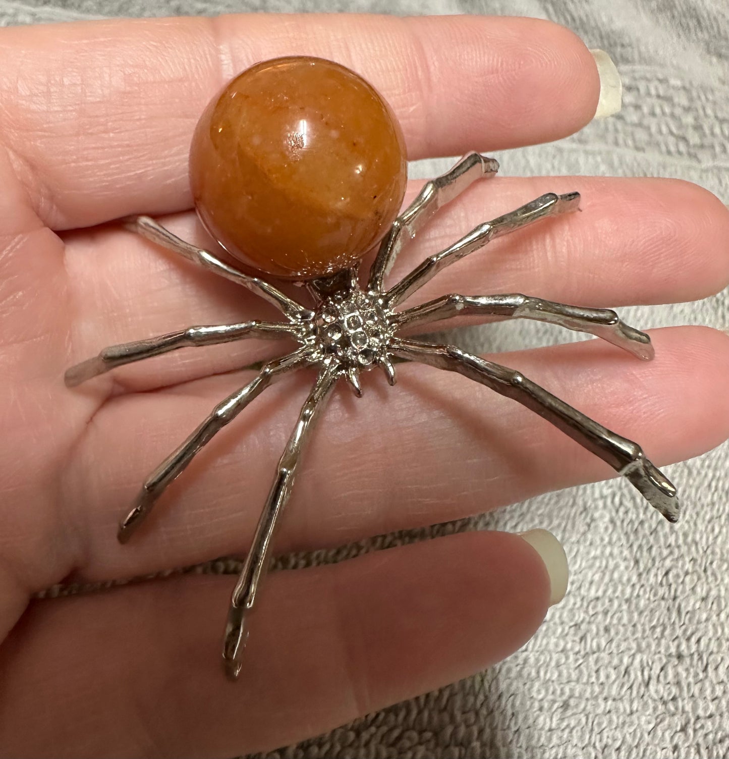 Spider with Orange Aventurine Sphere