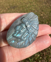 Carved Native American Labradorite with Case