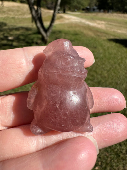 Ghostly Ghoul Strawberry Quartz Carved Crystal