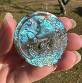 Carved Unicorn & Flowers Labradorite with Case