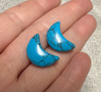 Blue Howlite Imitation Moon Pair