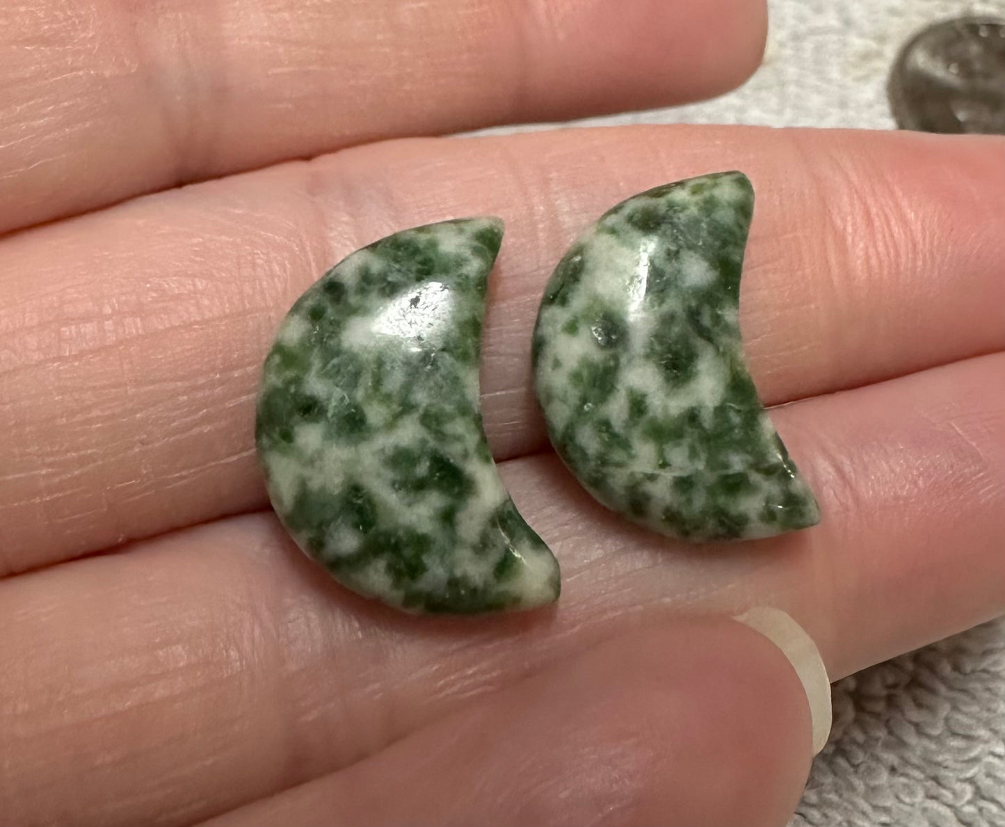 Tree Agate Moon Pair