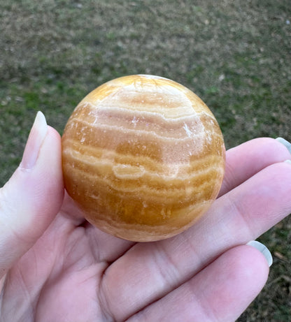 Yellow Calcite Stripe Sphere #5