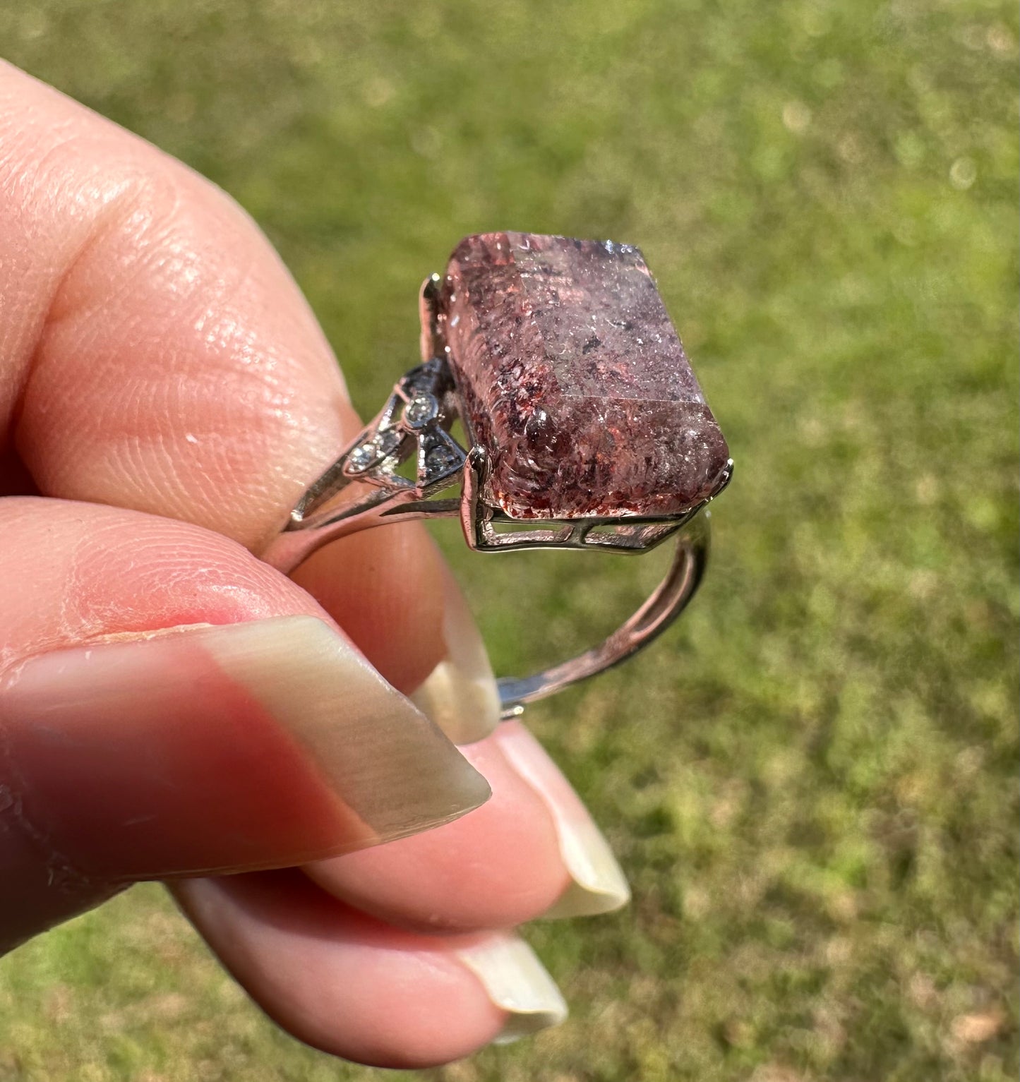 Sterling 925 Super 7 Strawberry Quartz Ring #42