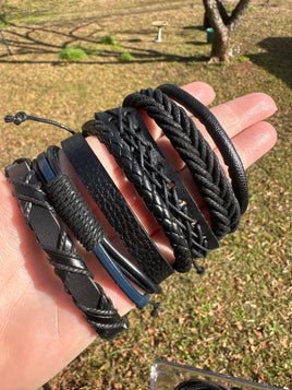 Black Leather Bracelets