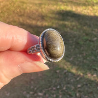 Natural Gold Sheen Obsidian Rings