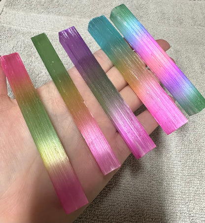 Colorful Moroccan Selenite Electroplated Rods