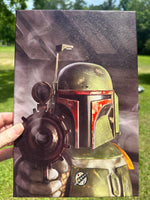 Boba Fett Aiming His Gun Framed Canvas Print