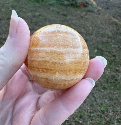 Yellow Calcite Stripe Sphere #4