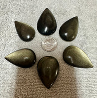 Natural Gold Obsidian Pearshape Large Cabochon