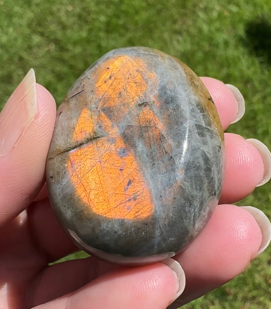 Tangerine Orange Labradorite Palmstone #5