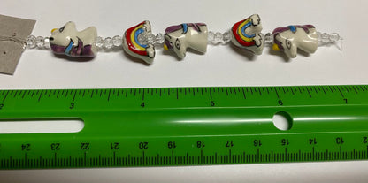 Cute Unicorn & Rainbow Glass Bead Strand