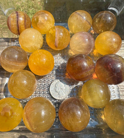 Yellow/Purple Fluorite Spheres