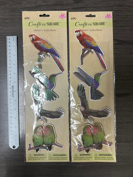 Four Count Large Puffy Parrot Stickers