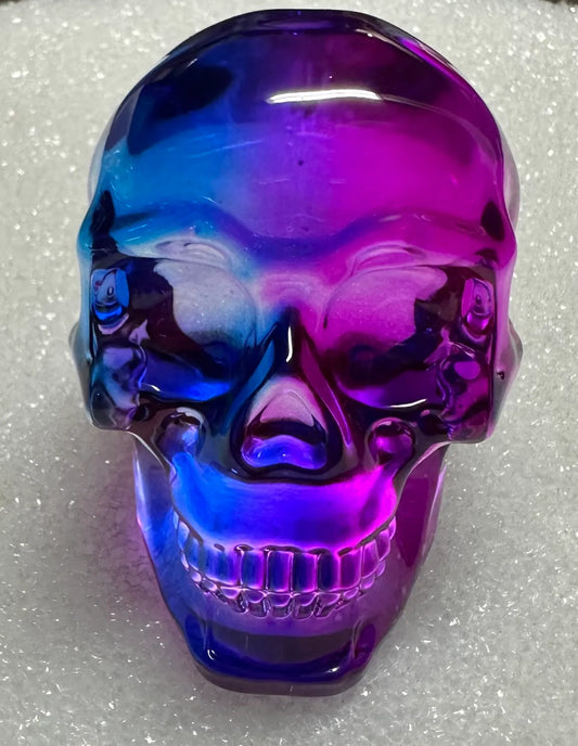 Purple-Blue Crystal Glass Skull