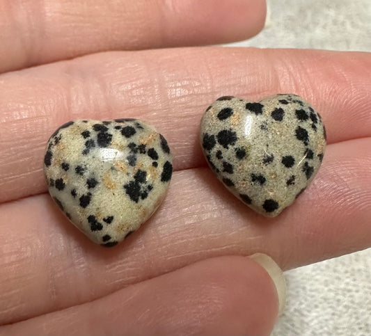 Dalmation Jasper Puffy Heart Pair