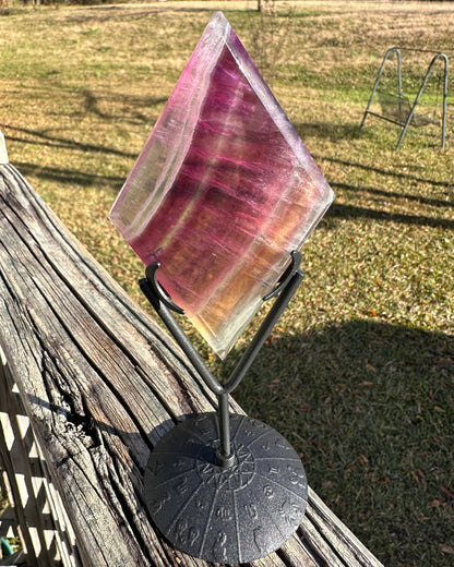 Rhombus Shaped Fluorite Carving with Stand #1