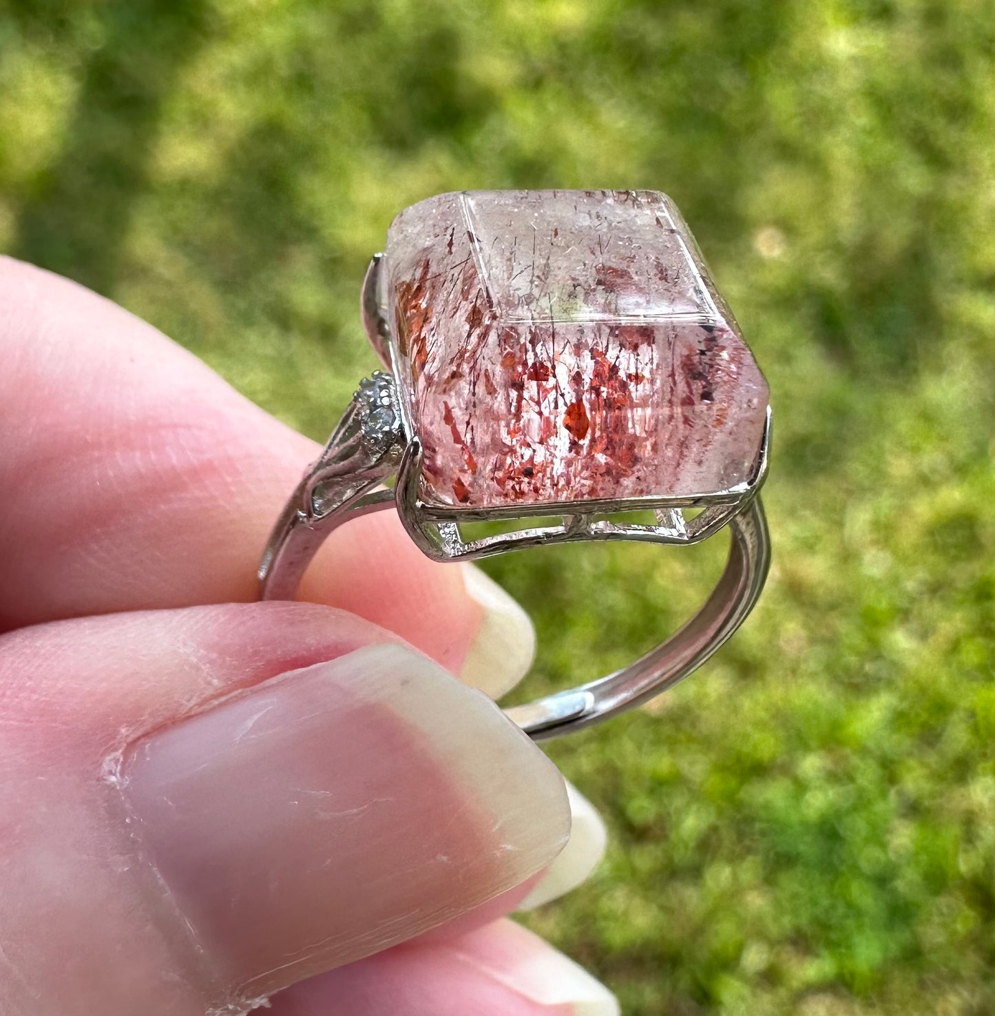 Sterling 925 Super 7 Strawberry Quartz Ring #57