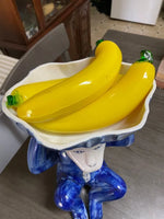 Blue and White Chinoiserie Monkey Bowl with Bananas