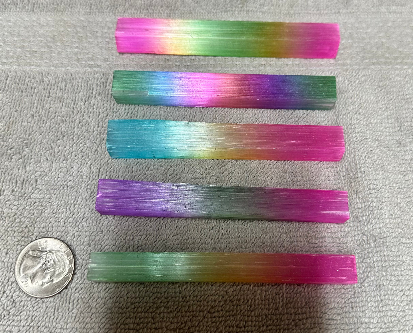 Colorful Moroccan Selenite Electroplated Rods