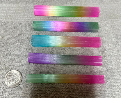 Colorful Moroccan Selenite Electroplated Rods