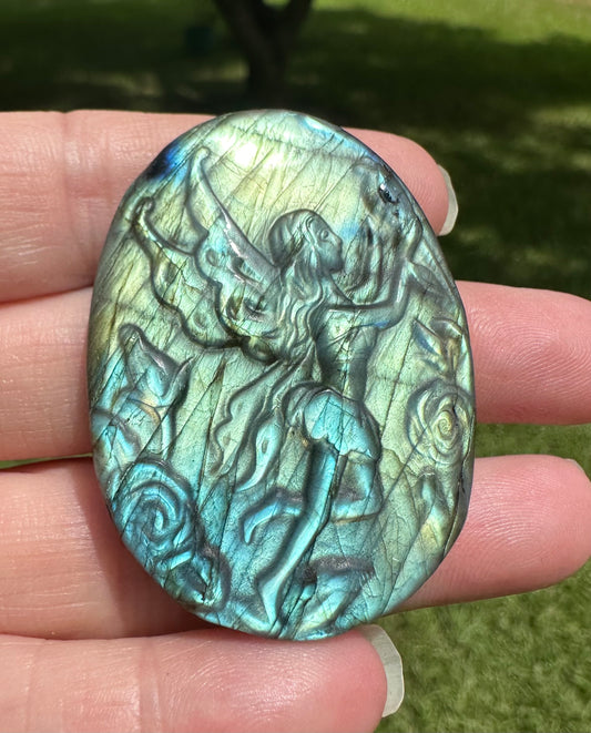 Labradorite Fairy Carving with Case #2