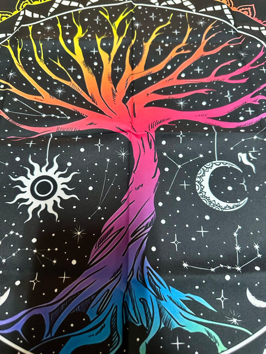 Tree of Life Moon and Sun Altar/Tarot Tapestry Cloth