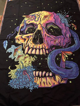 Blacklight Skull Tapestry