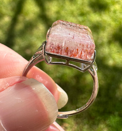 Sterling 925 Super 7 Strawberry Quartz Ring #52