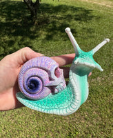 Purple & Teal Snail with Skull