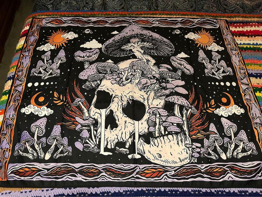 Skull and Mushroom Tapestry