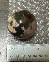 Green & Pink Flower Agate Sphere with Druzy