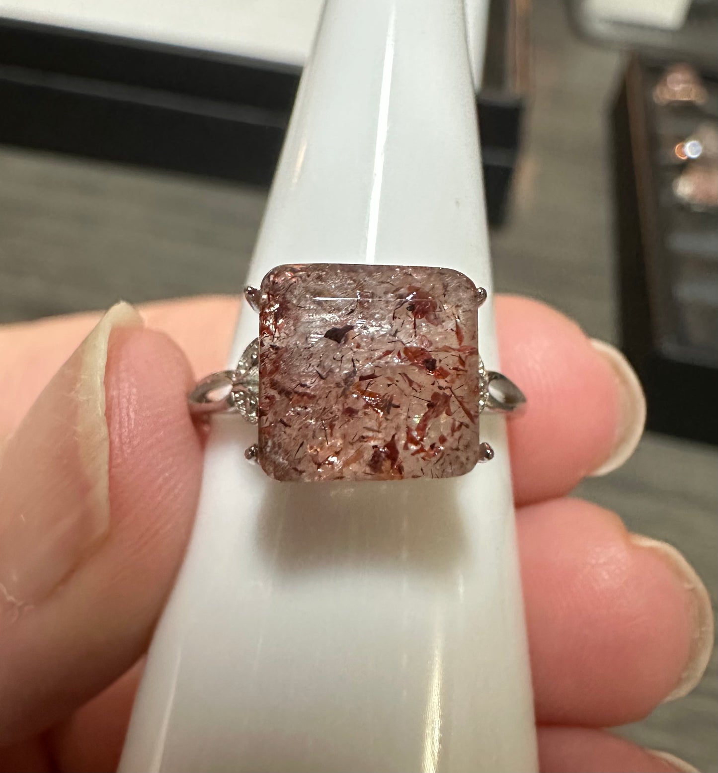 Sterling 925 Super 7 Strawberry Quartz Ring #26