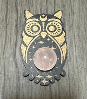 Owl Crystal Ball Wooden Display Stand