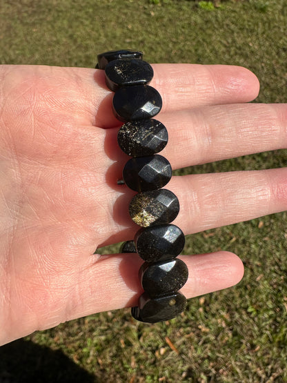 Gold Sheen Obsidian Stretch Bracelet