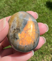 Tangerine Orange Labradorite Palmstone #5