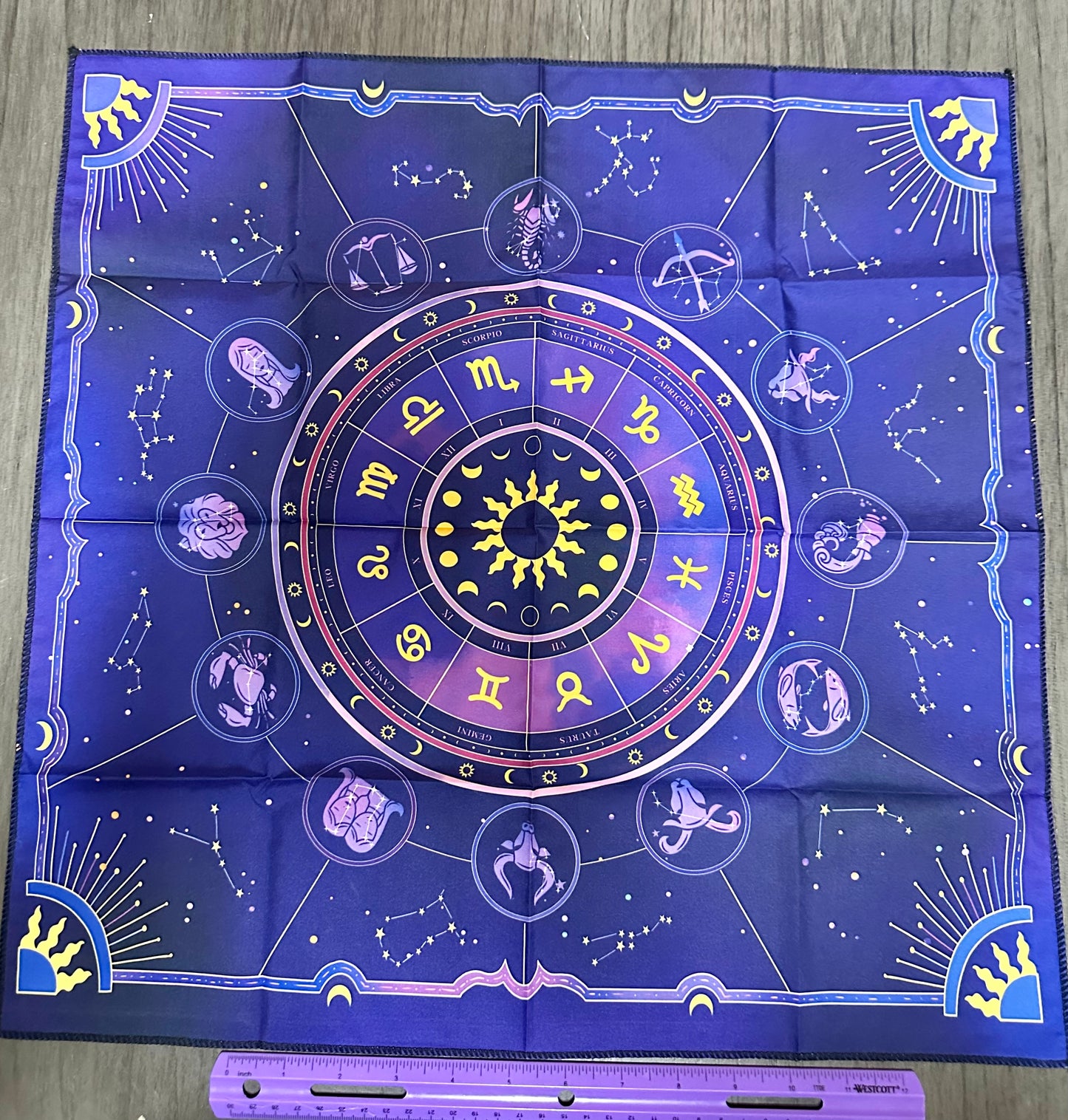 Purple Zodiac Altar/Tarot Tapestry Cloth