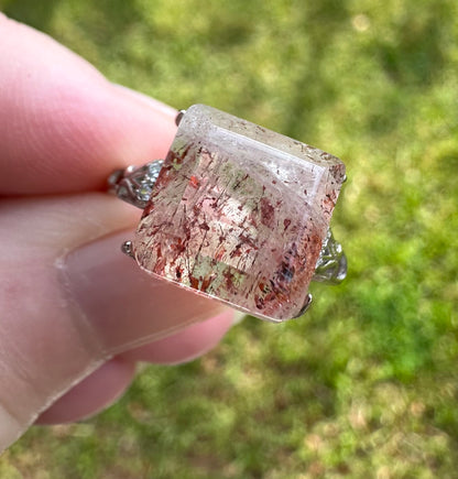 Sterling 925 Super 7 Strawberry Quartz Ring #57