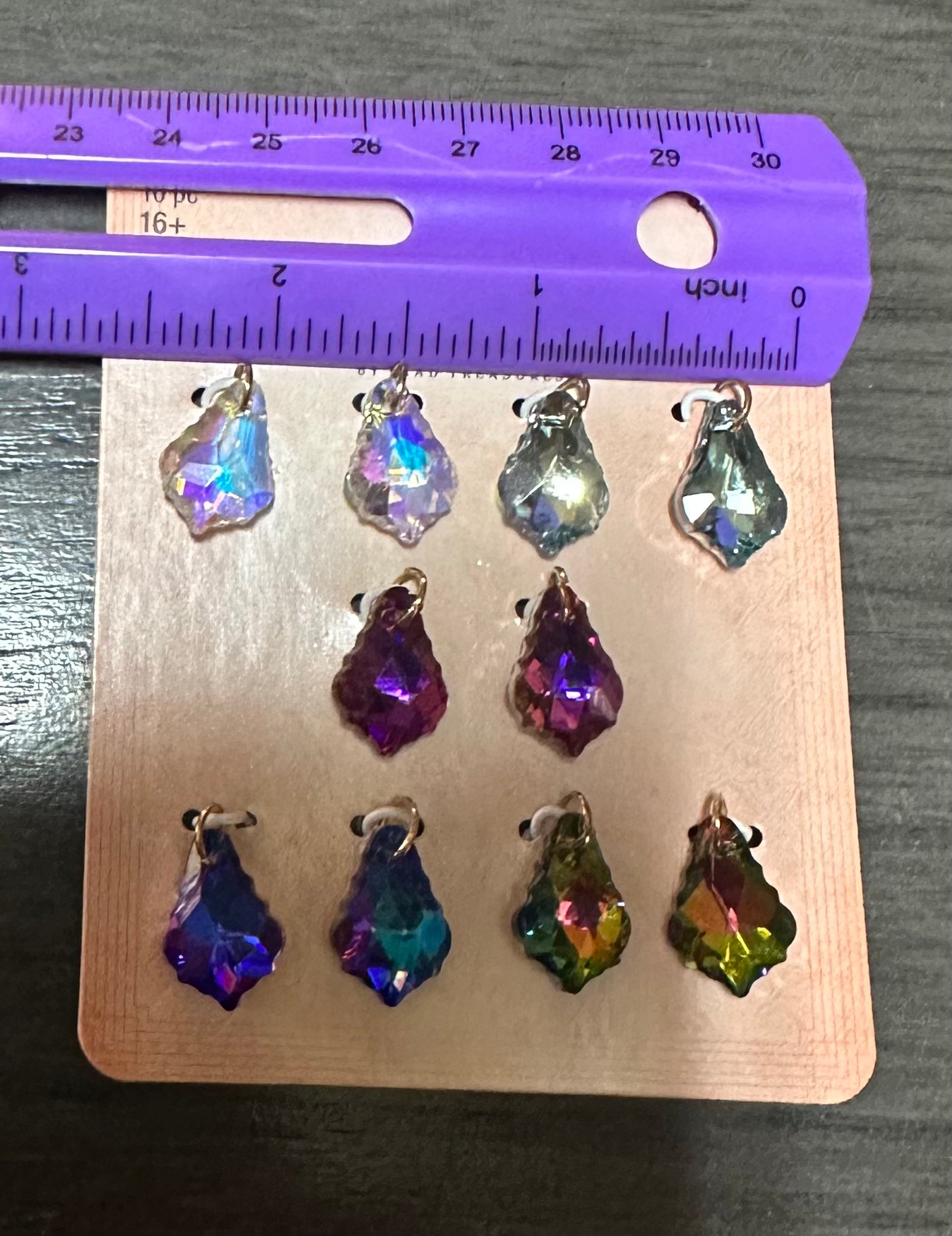 Set of 10 Colorful Glass Pendants