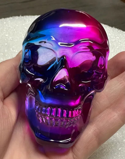 Purple-Blue Crystal Glass Skull