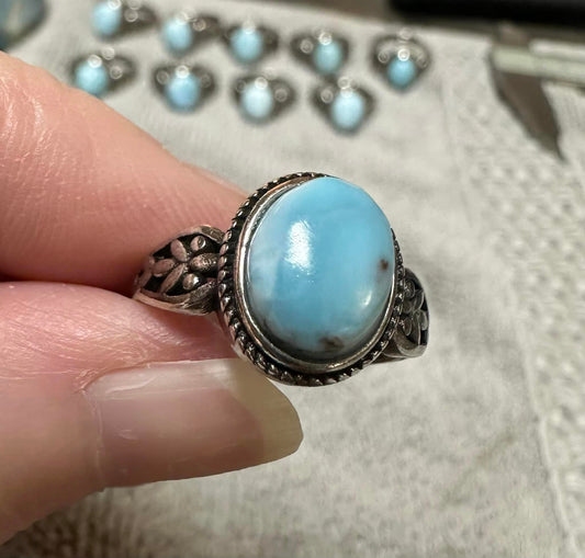 Natural Larimar Ring #1